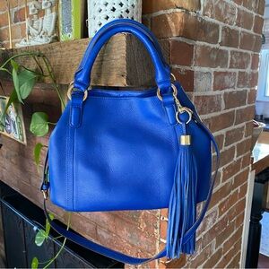 GILI Got It Love It Royal Blue Pebble Grain Bag Gold Hardware Tassel